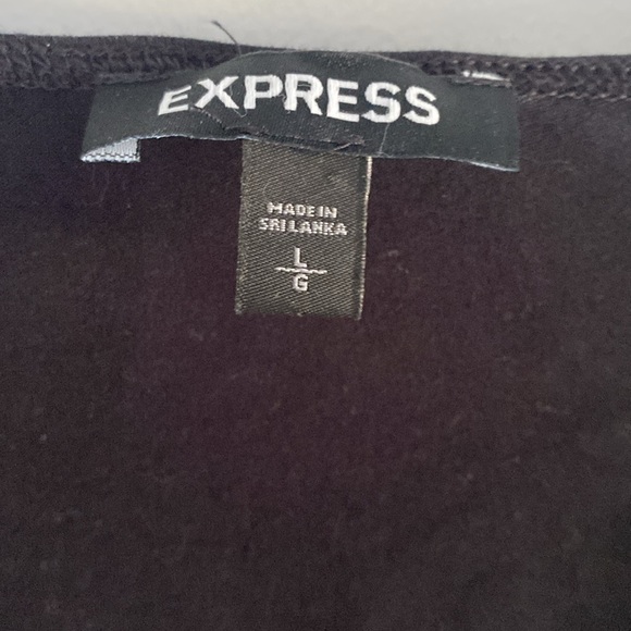 EXPRESS black very deep open v long sleeve bodysuit L - Picture 2 of 5